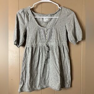 American Eagle Outfitters Y2K Light Gray Babydoll Top